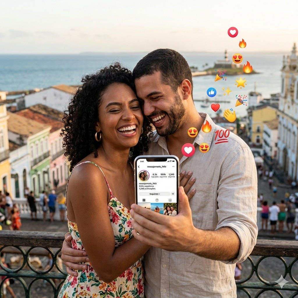 Criadores celebrando crescimento nas redes sociais